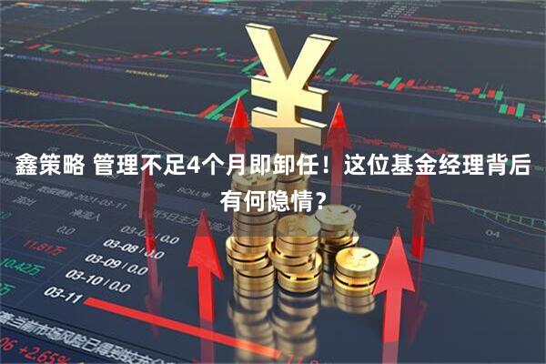 鑫策略 管理不足4个月即卸任！这位基金经理背后有何隐情？